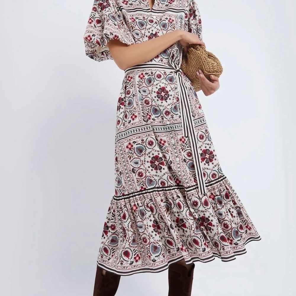 Tuckernuck Patchwork Floral Lewis Midi Dress with Puff Sleeves